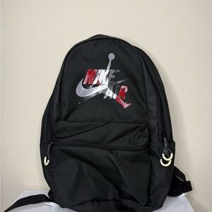 Nike Air Jordan Black Backpack Jumpman Zip Men Adjustable Strap Pockets Sports